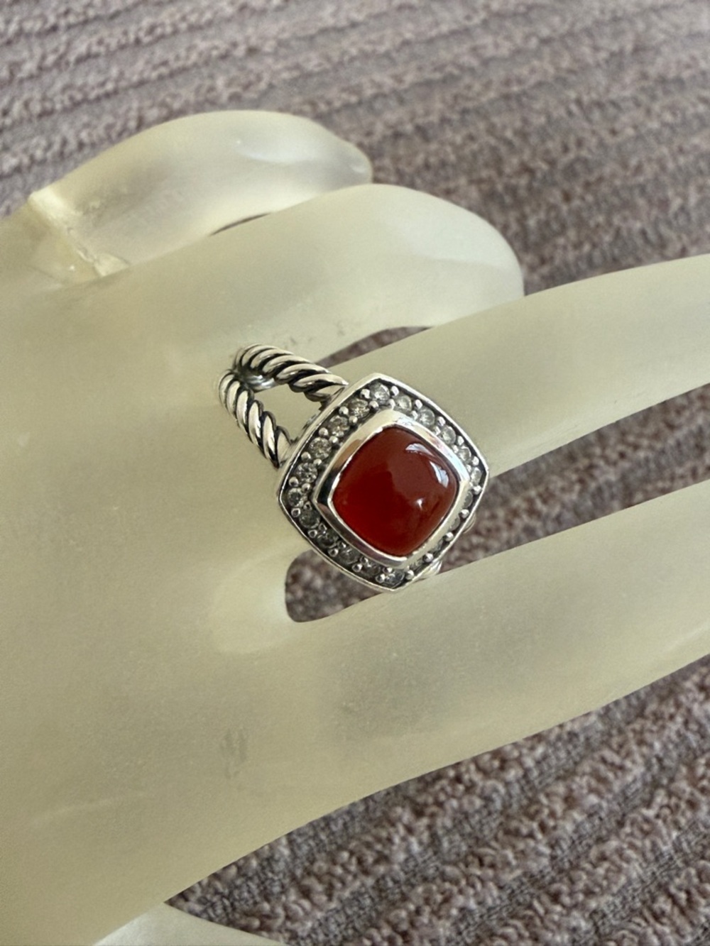 David Yurman RARE! Carnelian Petite Albion Ring 7mm size 6